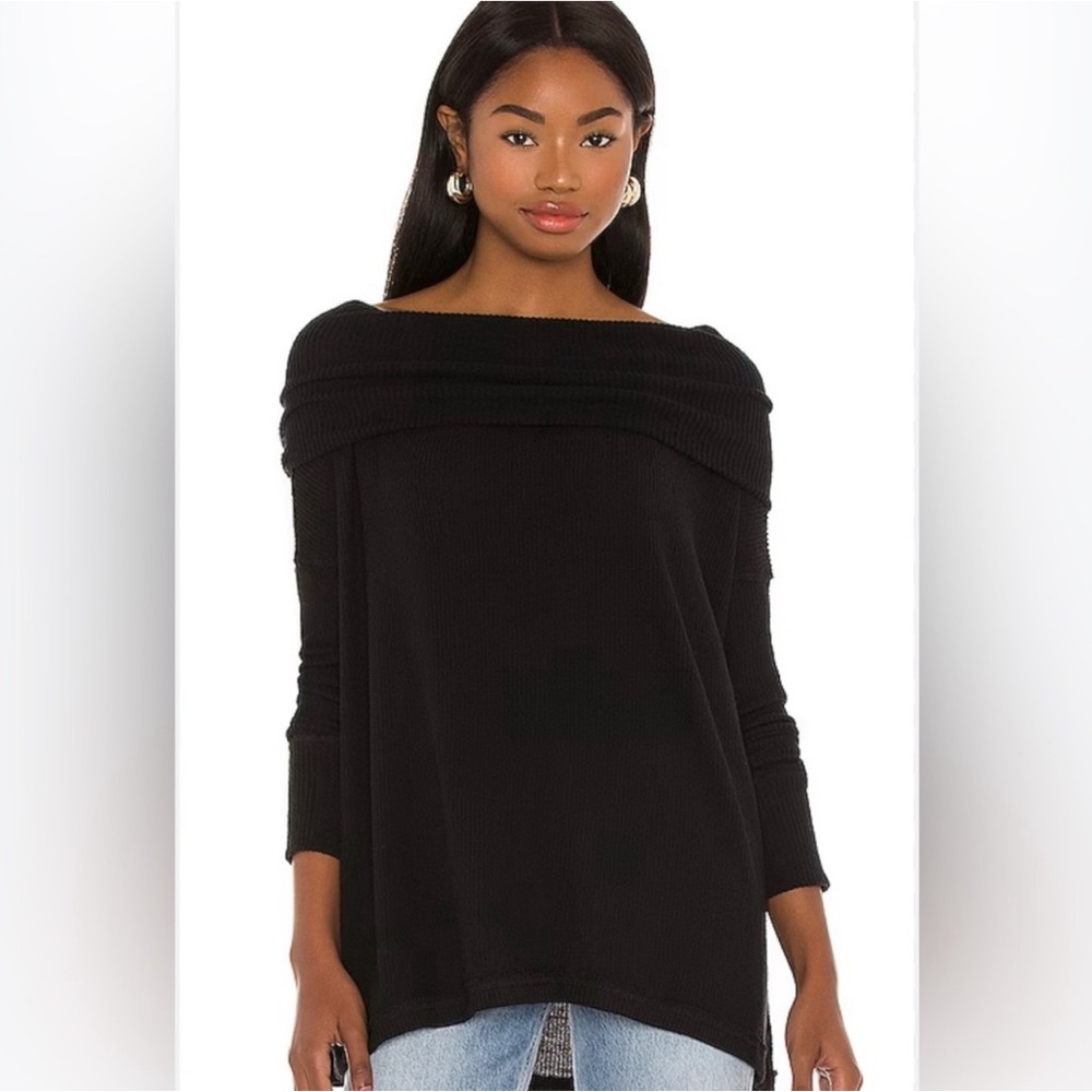 NWT Free People Juicy Long Sleeve Thermal Top, Black